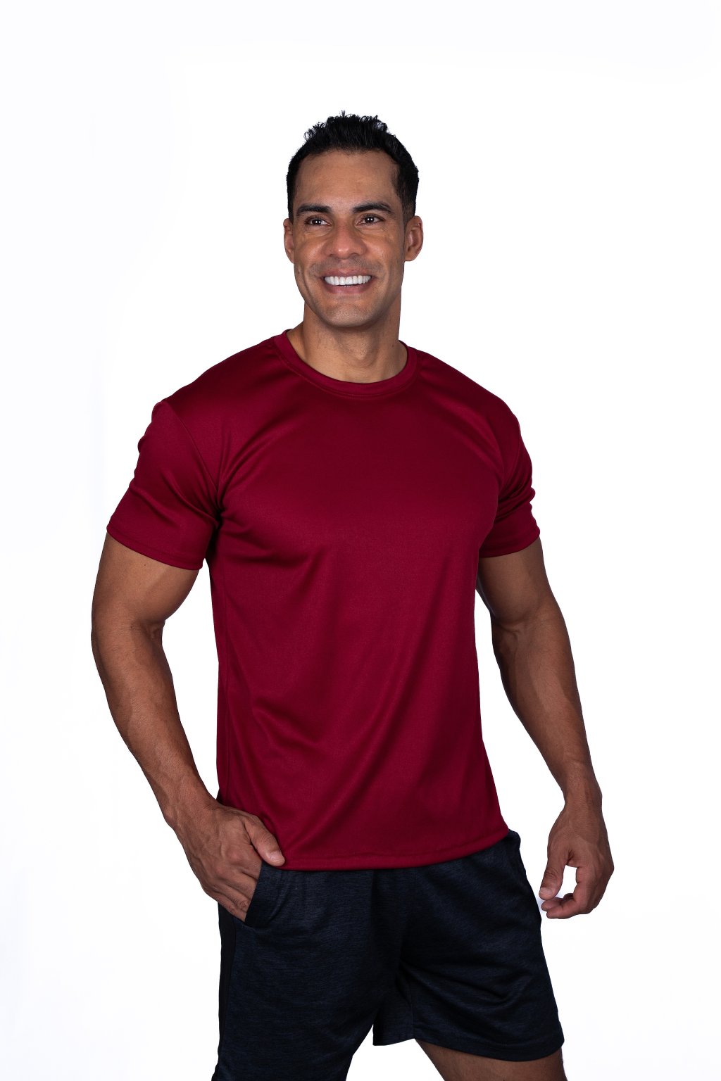Camiseta Masculina Slim Bordô 100% poliéster 