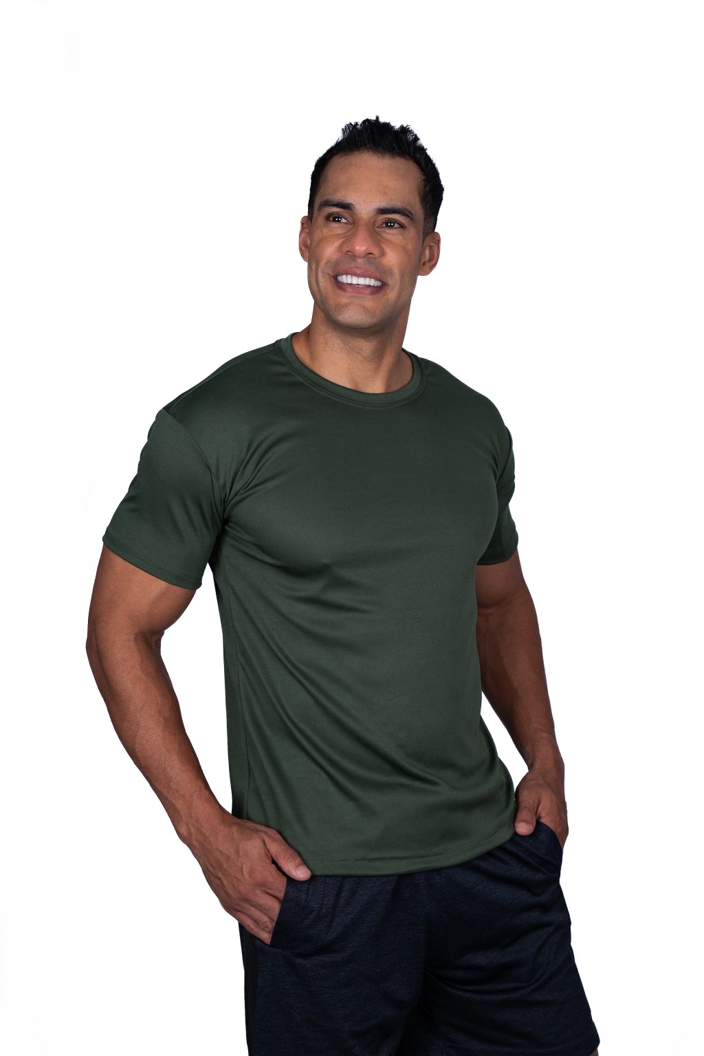 Camiseta Masculina Slim Verde 100% poliéster 