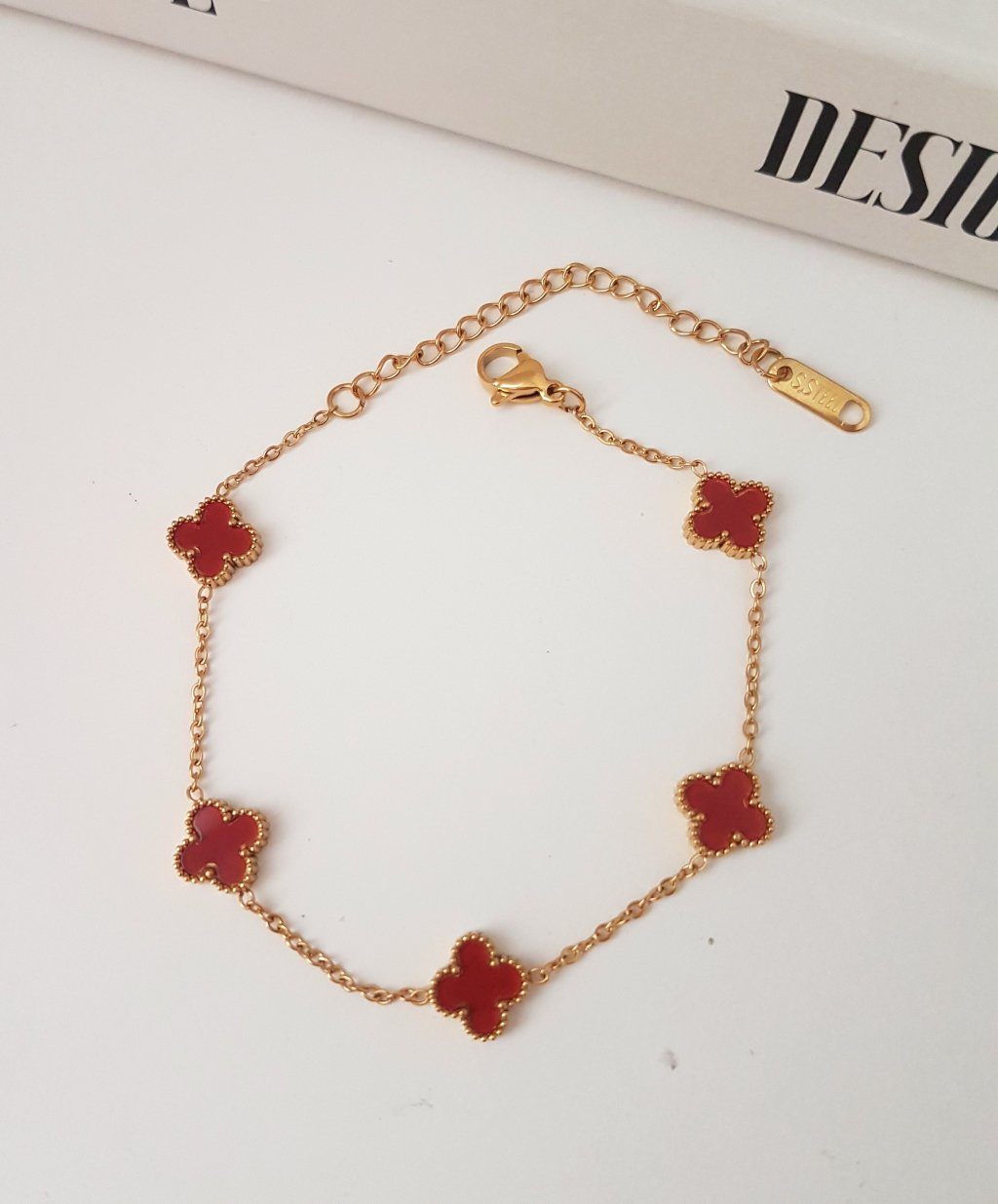 Pulseira Trevo P Vinho - Aço Inoxidável