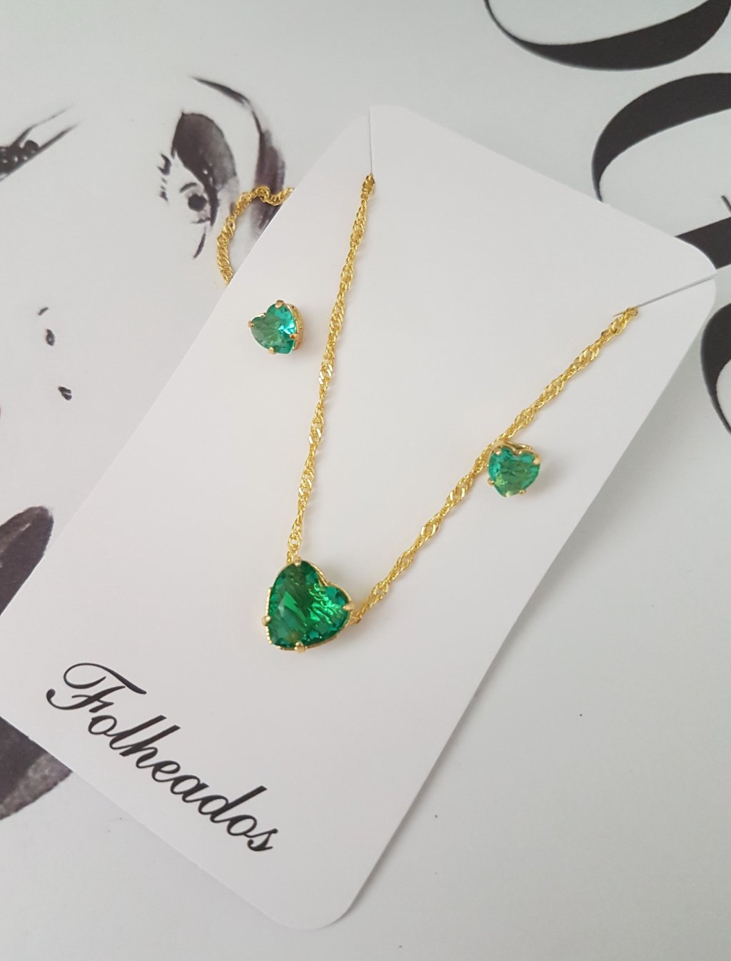 Conjunto Coração Folheado