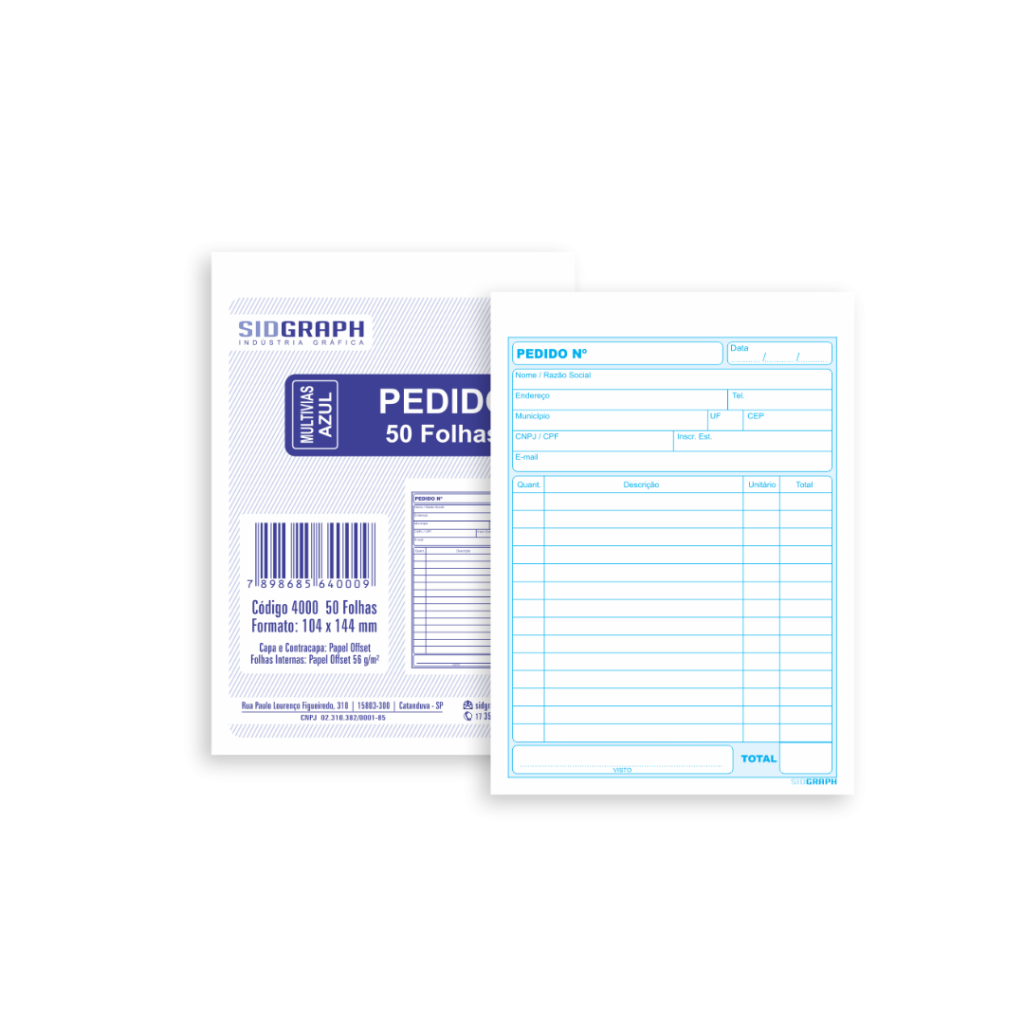 411 - Bloco Pedido Pequeno 1/36 - 1 via 