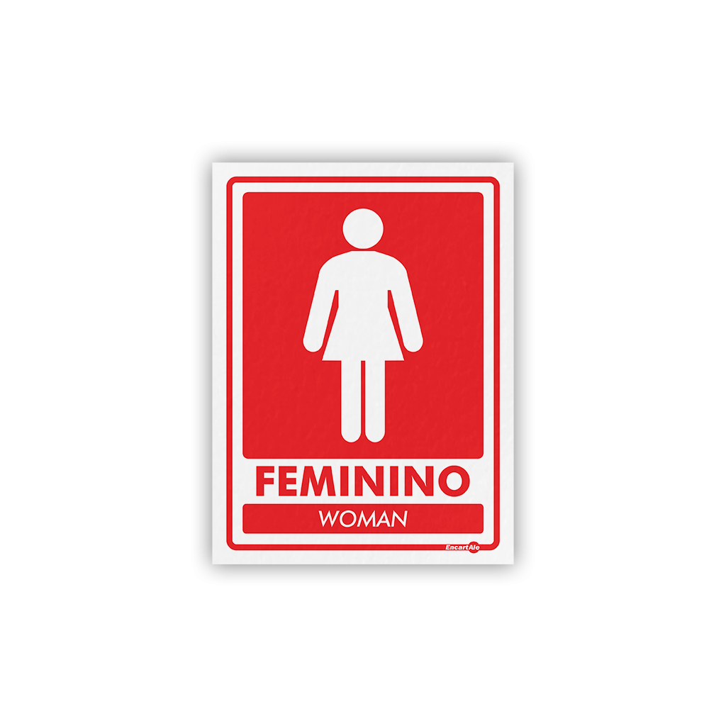 5213 - Placa Banheiro Feminino (Woman) Vermelho PS830