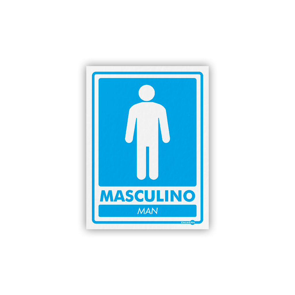5214 - Placa Banheiro Masculino (Man) Azul PS831