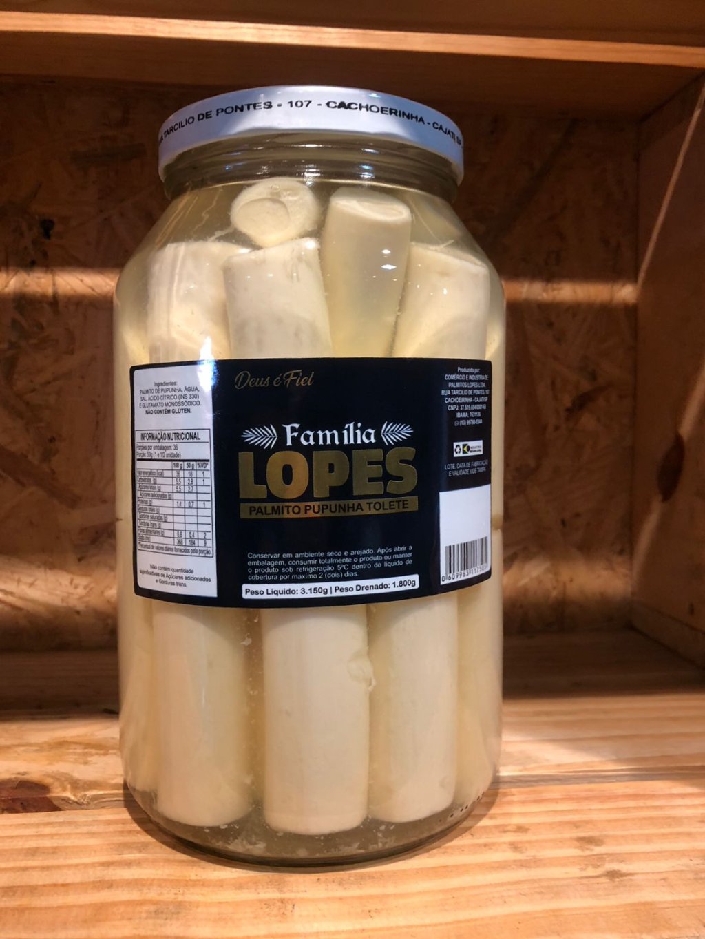 PALMITO PUPUNHA TOLETE - FAMILIA LOPES 1,8KG - R$76,00
