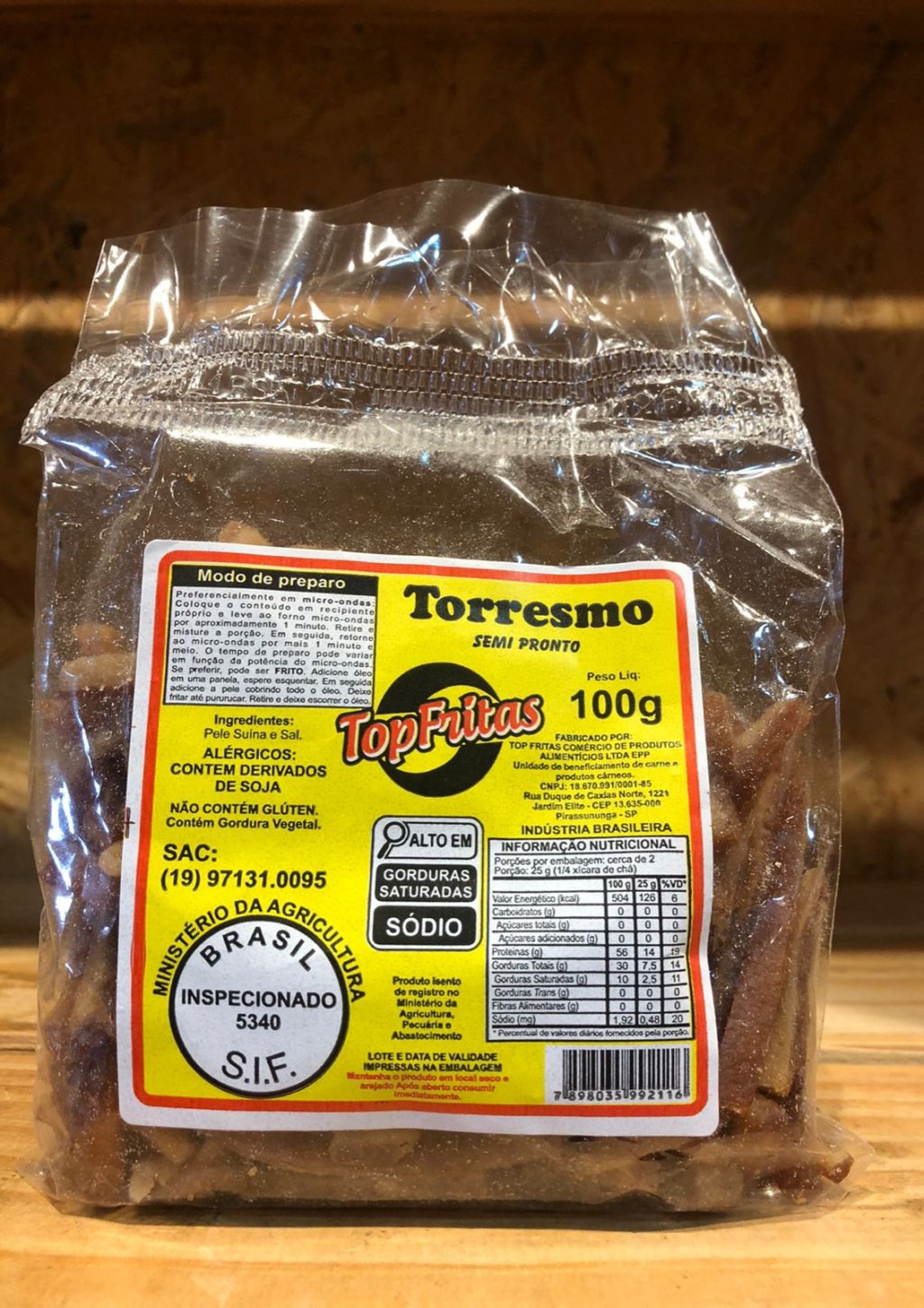 TORRESMO SEMIPRONTO 100G - TOP FRITAS - R$7,00