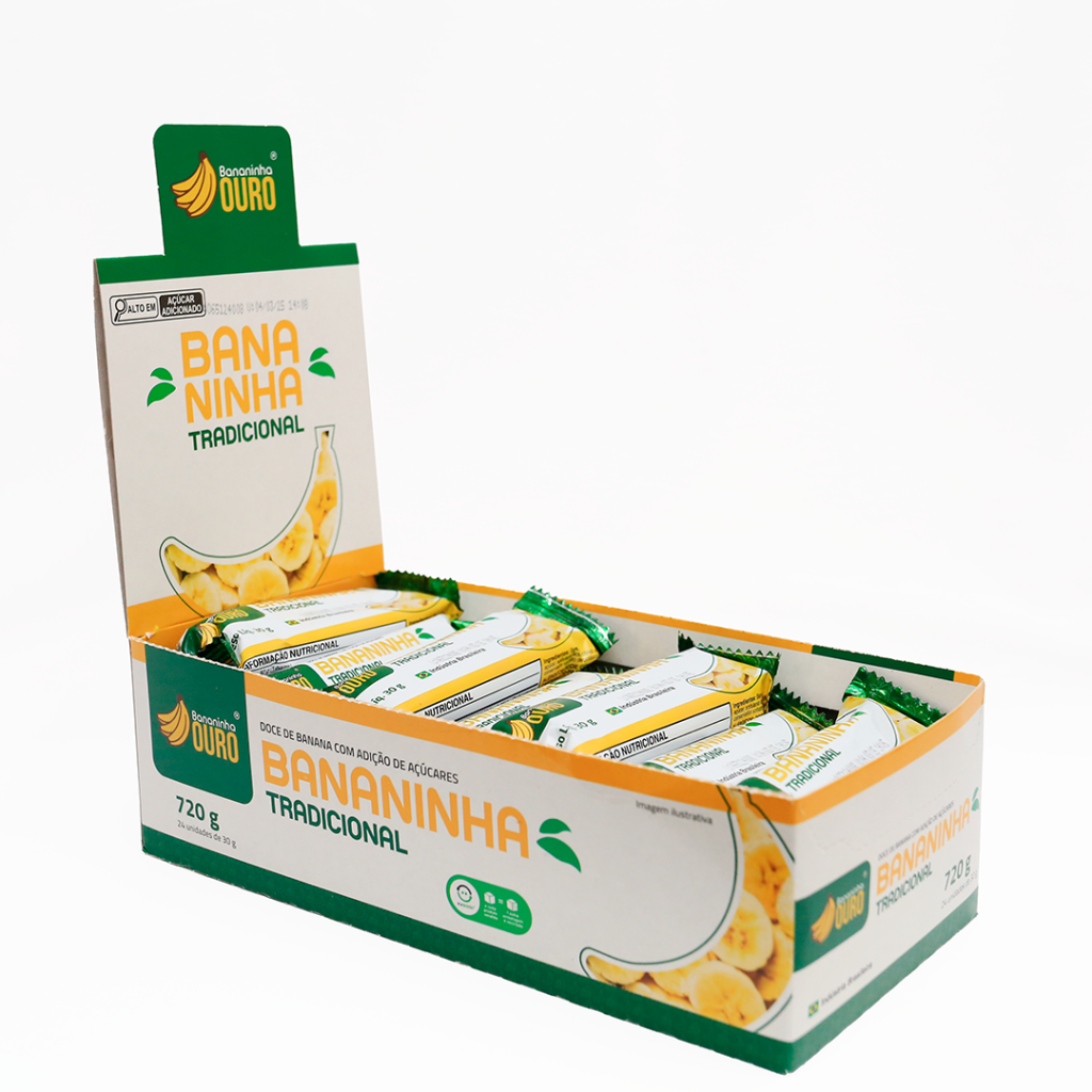  BANANA COM ACUCAR 30GR DISPLAY CM 24 UNIDADES - BANANINHA DE OURO - R$34,00