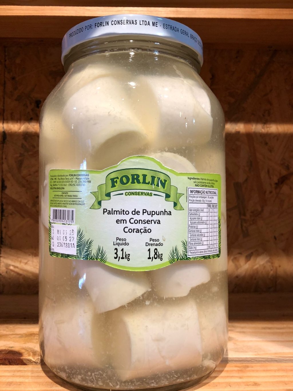  PALMITO PUPUNHA CORACAO 1,8KG - FORLIN - R$48,50