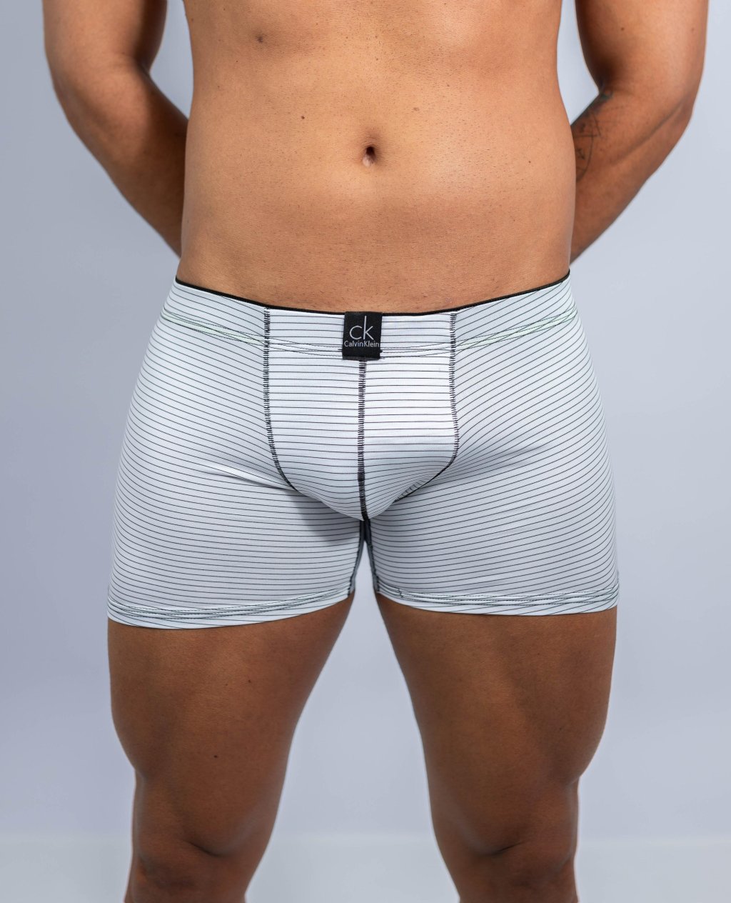 Cueca box LISTRADA adulto de poliéster forrada kit com 3 unidades