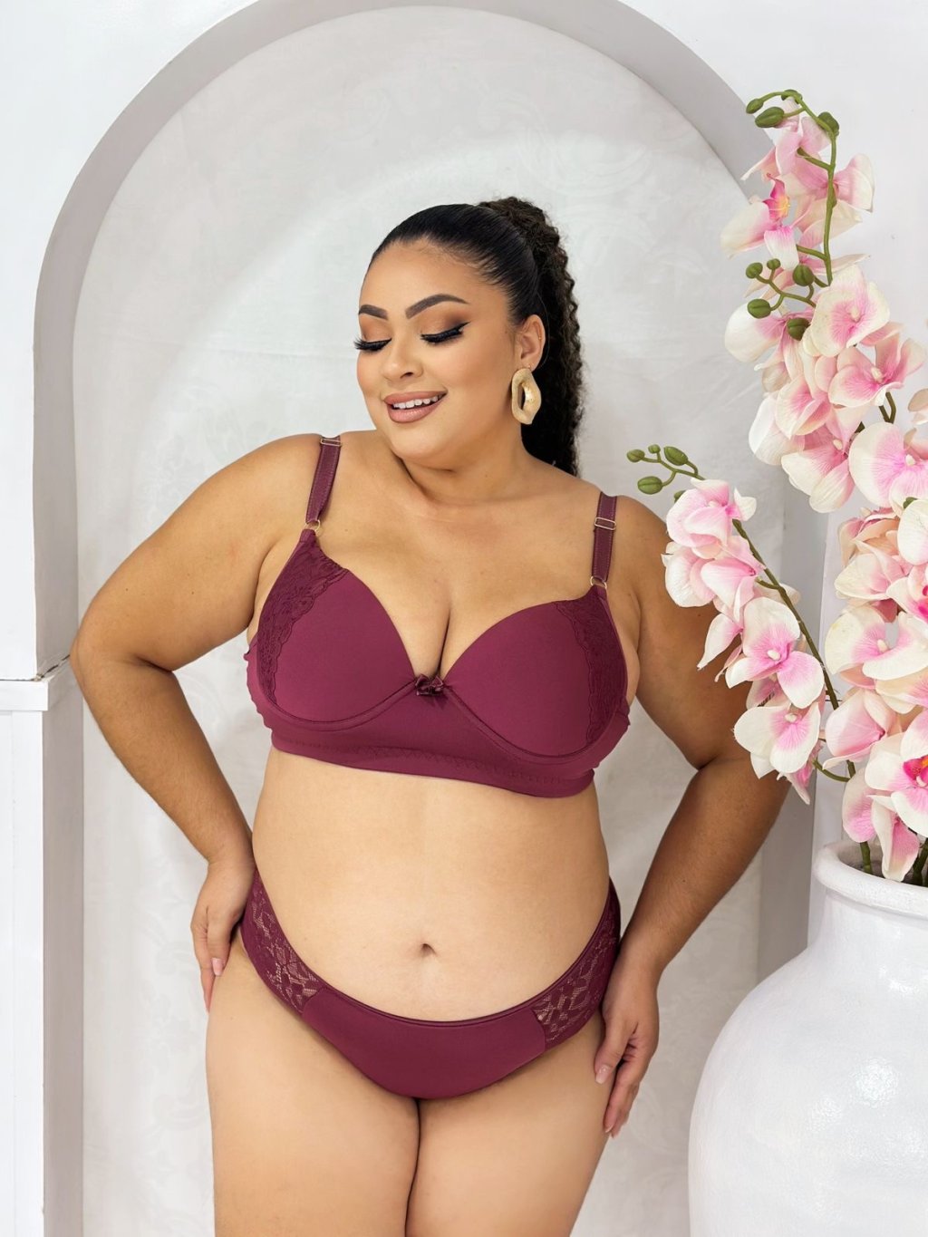 Conjunto plus Size, detalhes em renda