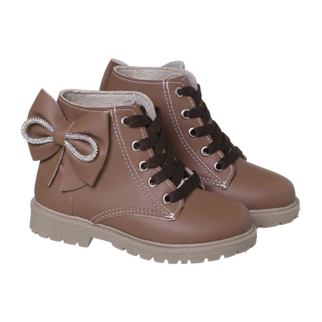 030.004.0273 - Coturno Infantil Marron Capuccino c/ Lacinho strass