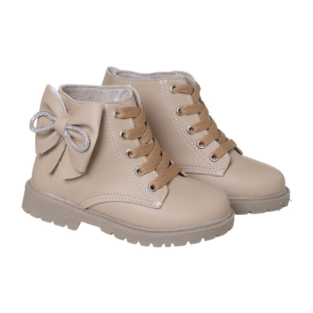 030.004.0275 - Coturno Infantil Bege Amendoa c/ Lacinho strass