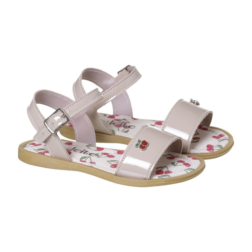 036.098.0963 - Sandalia Infantil Marfim Capuccino C/ Cereja 