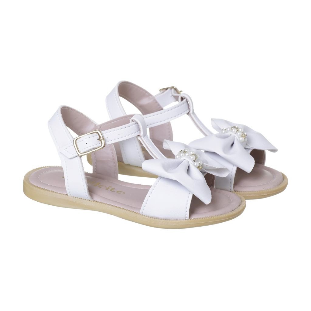 036.099.0001 - Sandália Infantil Menina Lacinho Branca