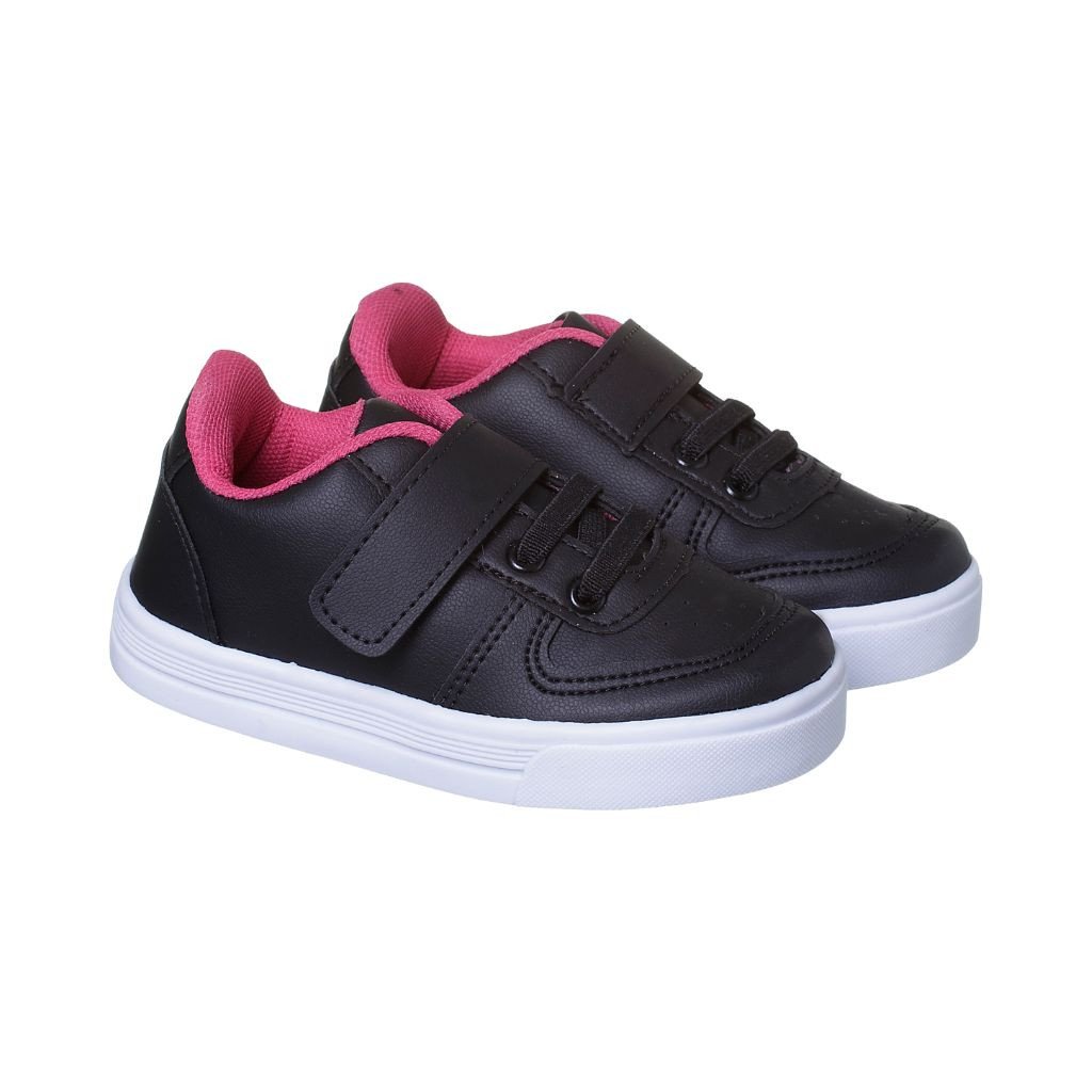 020.007.0156 - Tenis Infantil Menina Casual Up Calce facil Preto/Pink