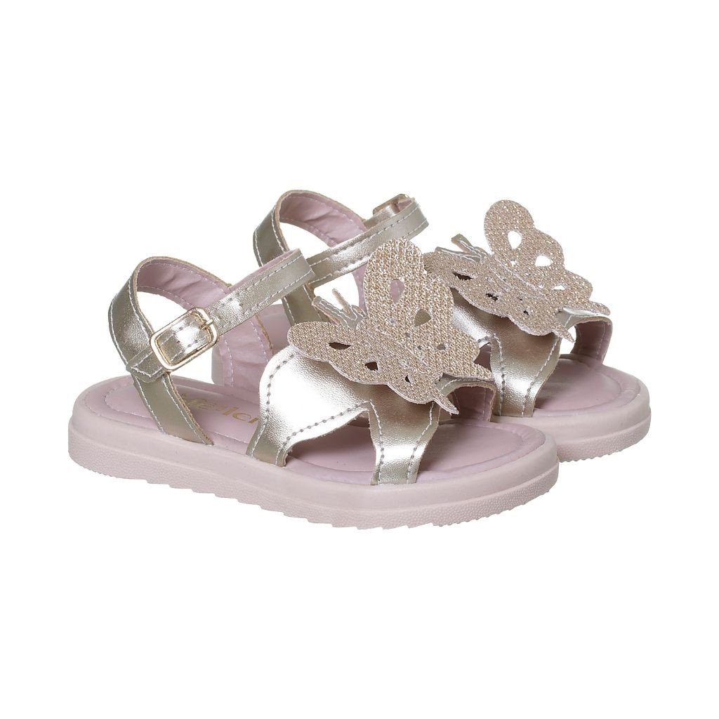 021.008.0261 - Sandália Flatform Borboleta em Glitter Dourada