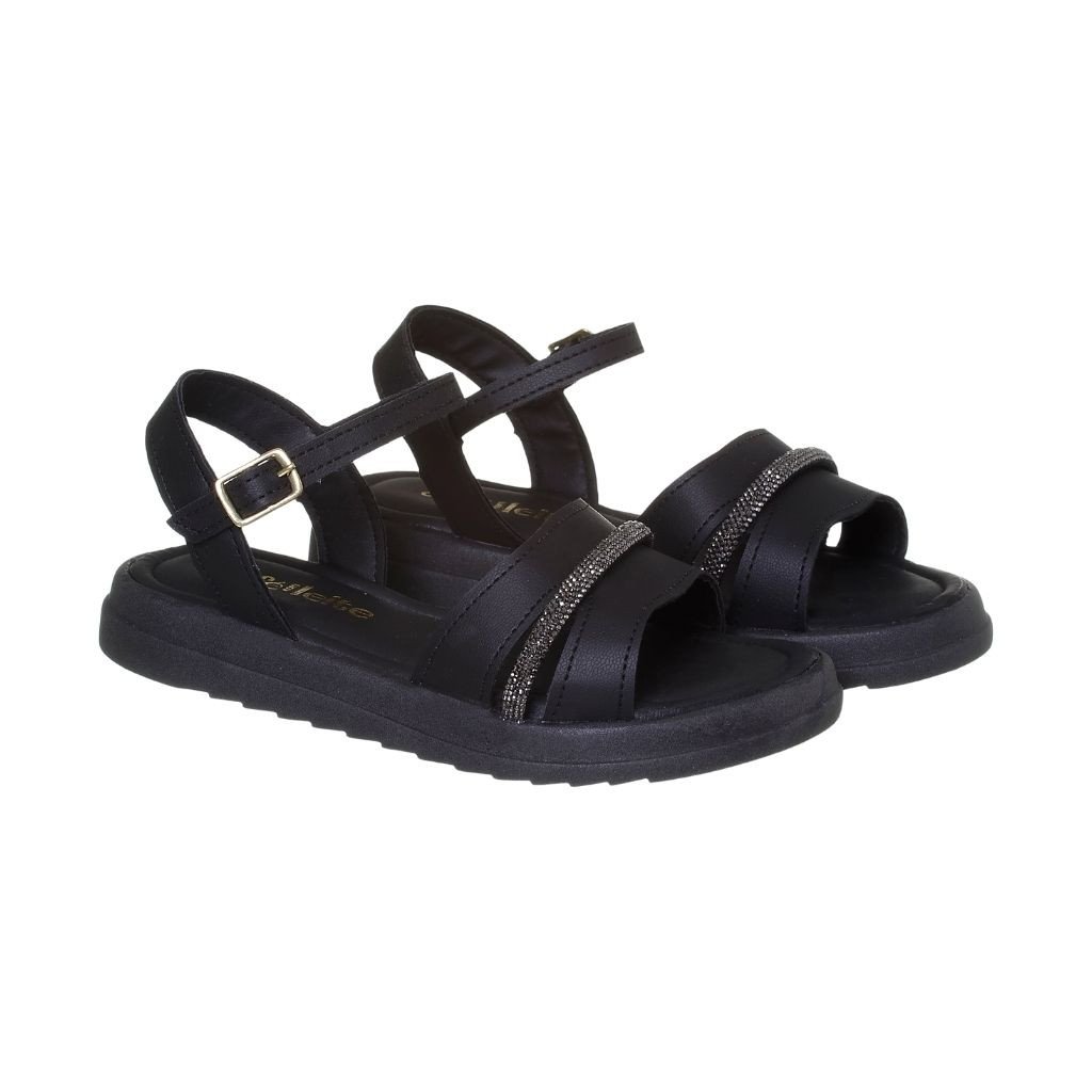 021.001.0002 - Sandália Flatform Tira Strass Preta