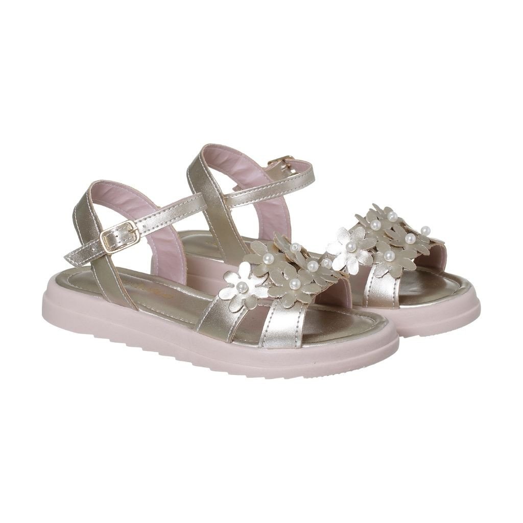  021.004.0839 - Sandália Flatform Flores Dourado