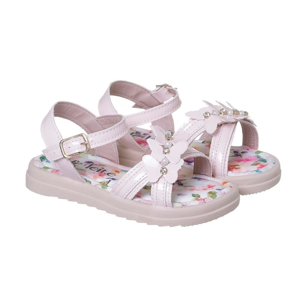 021.007.0060 - Sandália Flatform Borboletas Nude/Rose