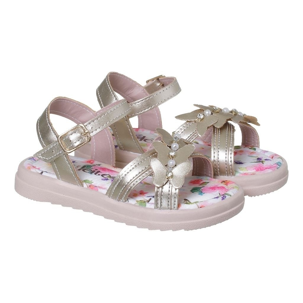  021.007.0839 - Sandália Flatform Borboletas Dourado
