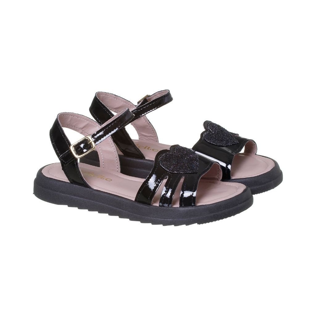  021.012.0002 - Sandália Flatform Coração Preto