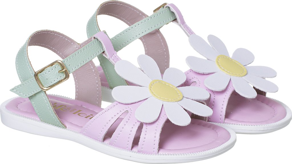 036.108.0286-Sandália Infantil Feminina Flores Doce Encanto Colorida.