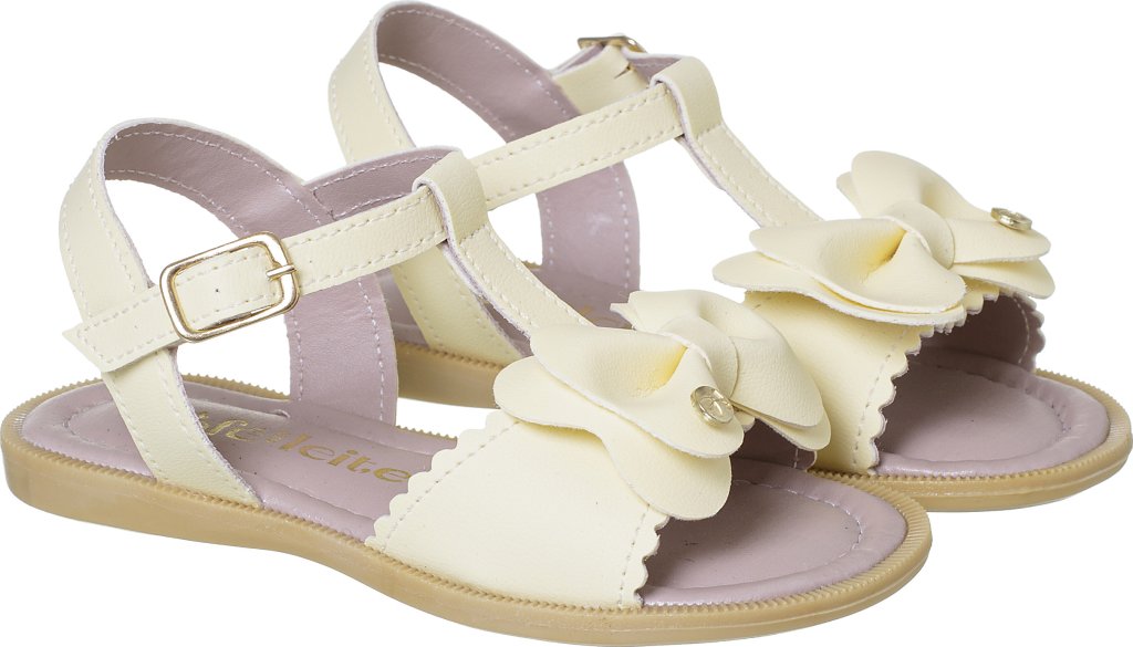 036.105.0279-Sandália Infantil Menina Lacinho Amarelo Doce Encanto