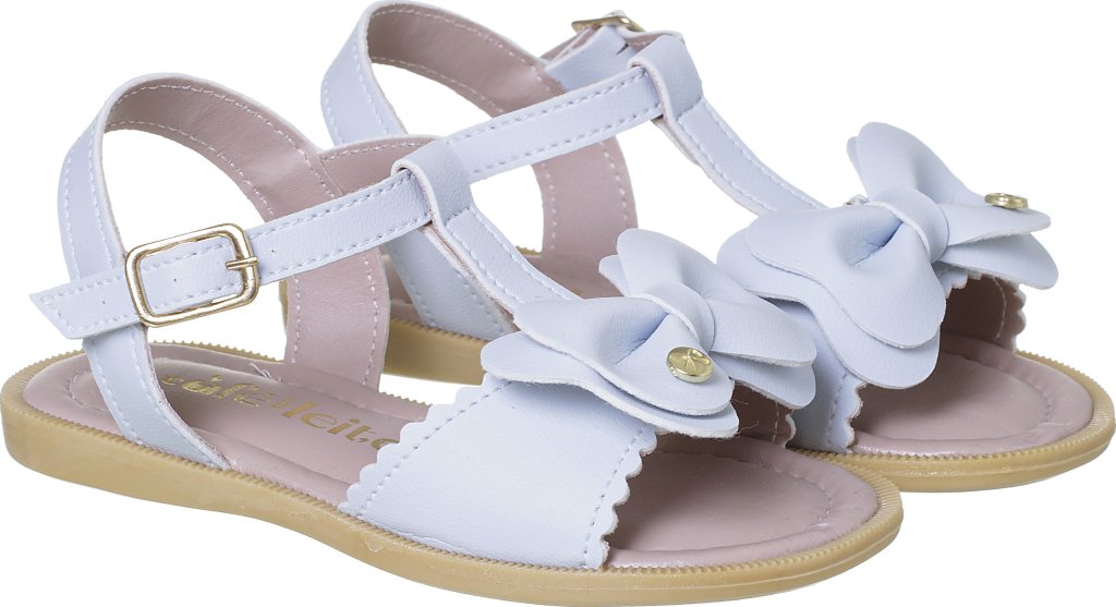 036.105.0268-Sandália Infantil Menina Lacinho Azul Bebe Doce Encanto