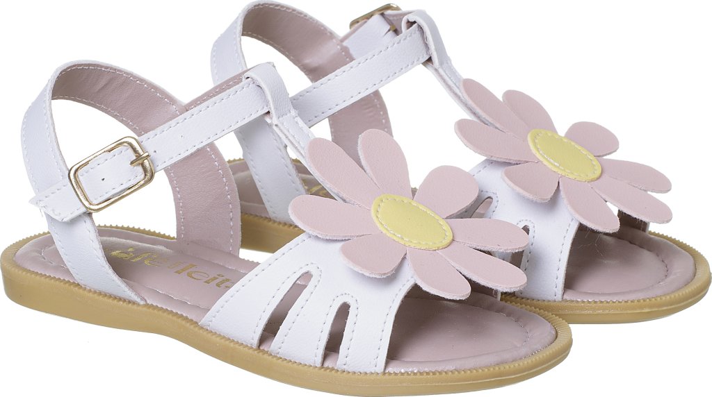  036.108.0026-Sandália Infantil Feminina Flores Doce Encanto Branca