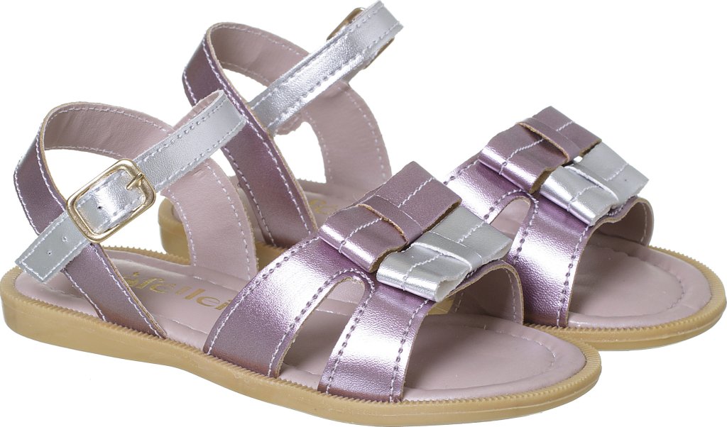 036.112.0289-Sandalia Infantil Menina Laços Rosa/Prata Doce Encanto