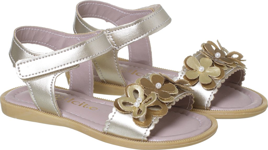  036.111.0288-Sandália Infantil Feminina Borboletas Dourado Doce Encanto