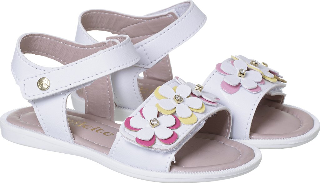 036.109.0251-Sandália Infantil Feminina Flores Doce Encanto Branco