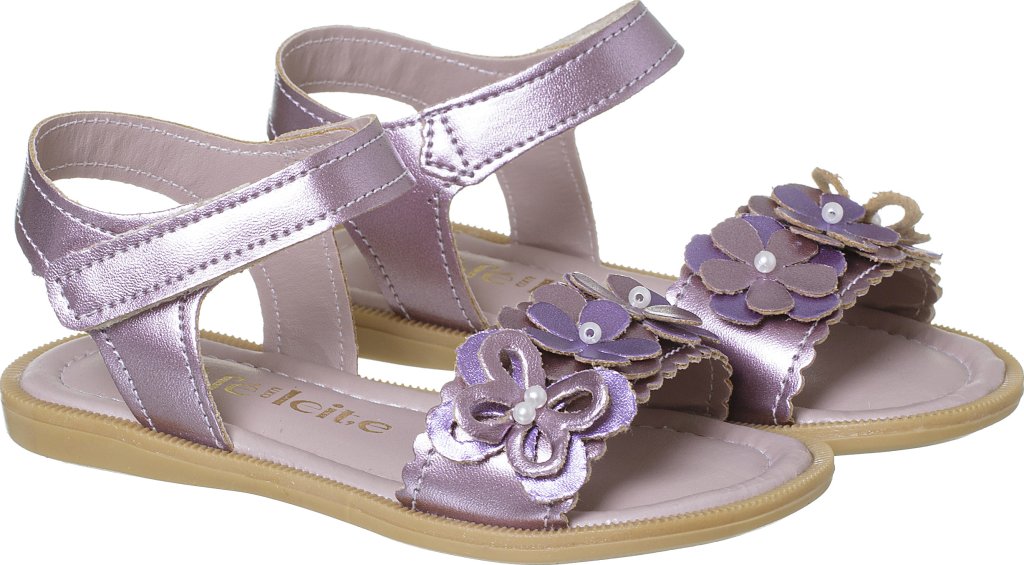 036.111.0287-Sandália Infantil Feminina Borboletas Rosa Metalizado Doce Encanto