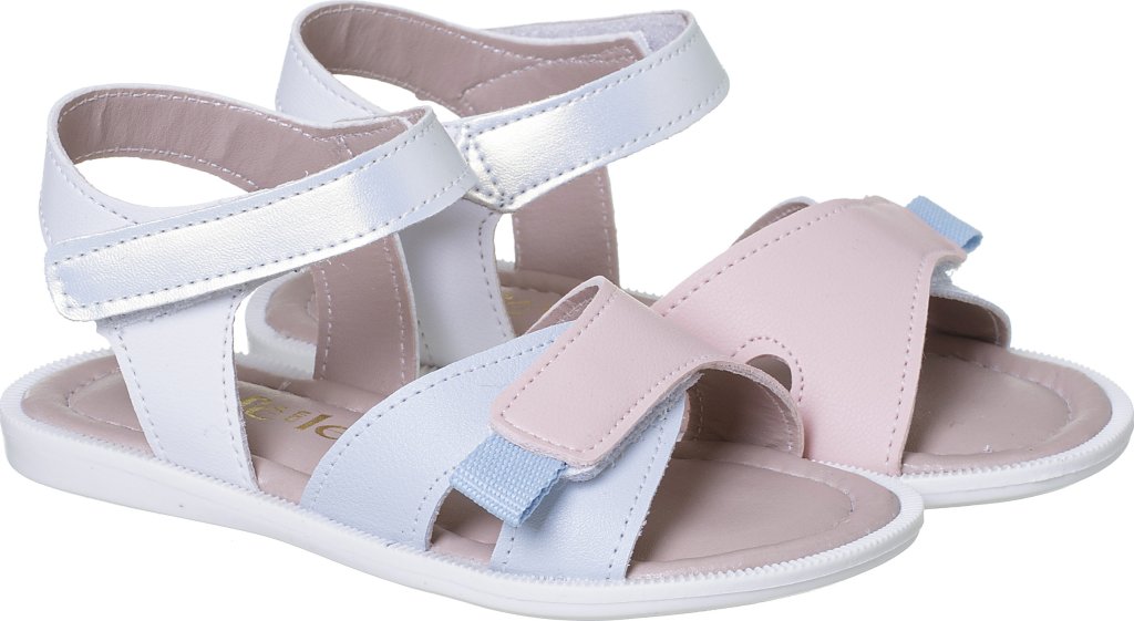 036.107.0723-Sandalia Infantil Menina Branco/ Rosa Doce Encanto