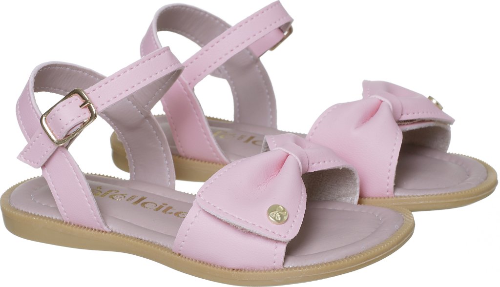 036.058.0282-Sandália Infantil Feminina Laço Rosa Doce Encanto
