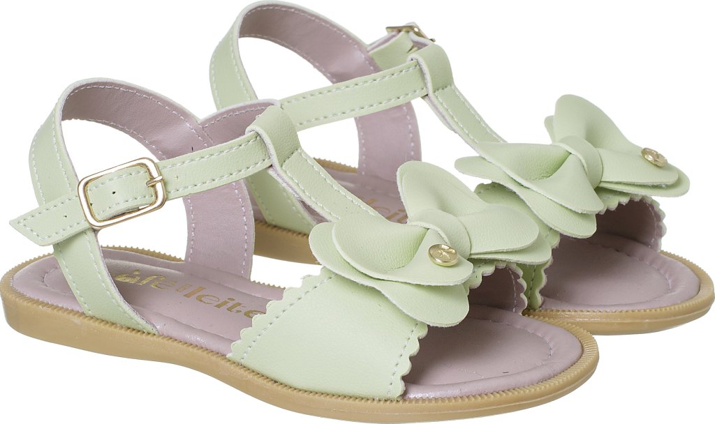 036.058.0280-Sandália Infantil Feminina Laço Verde Doce Encanto