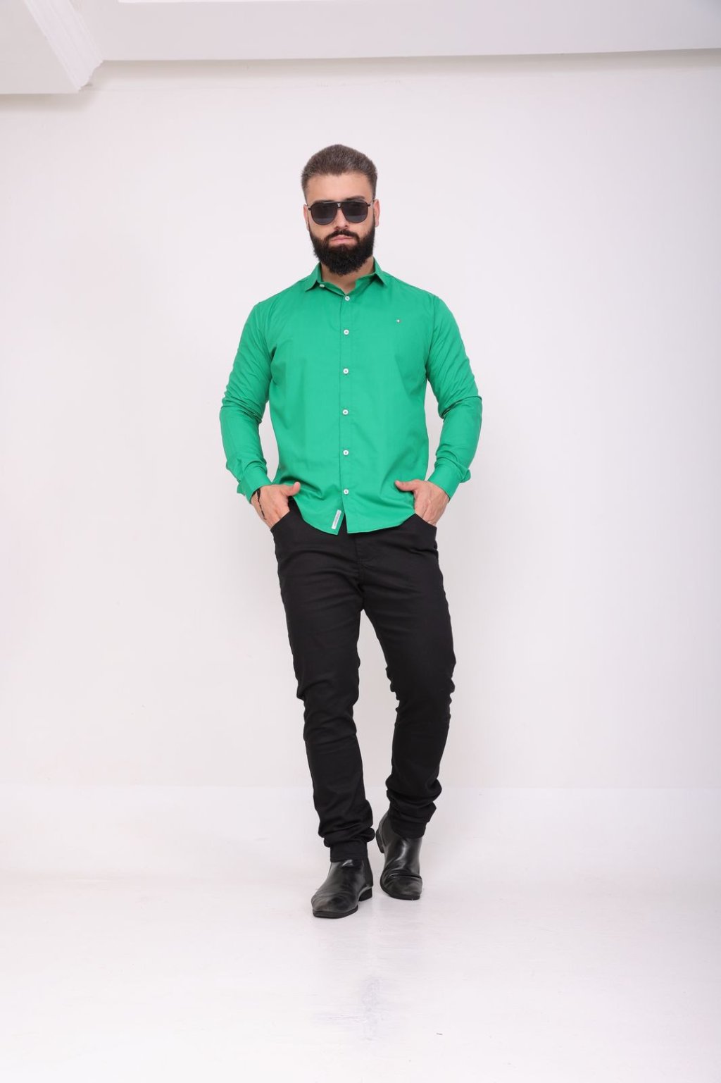 CAMISA CONFORT LINE MANGA LONGA VERDE BANDEIRA