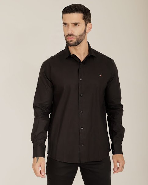 CAMISA LINHO DELUXE MANGA LONGA PRETA