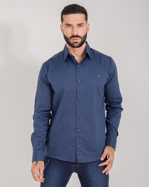 CAMISA ALGODÃO CONFORT MANGA LONGA GRAFITE