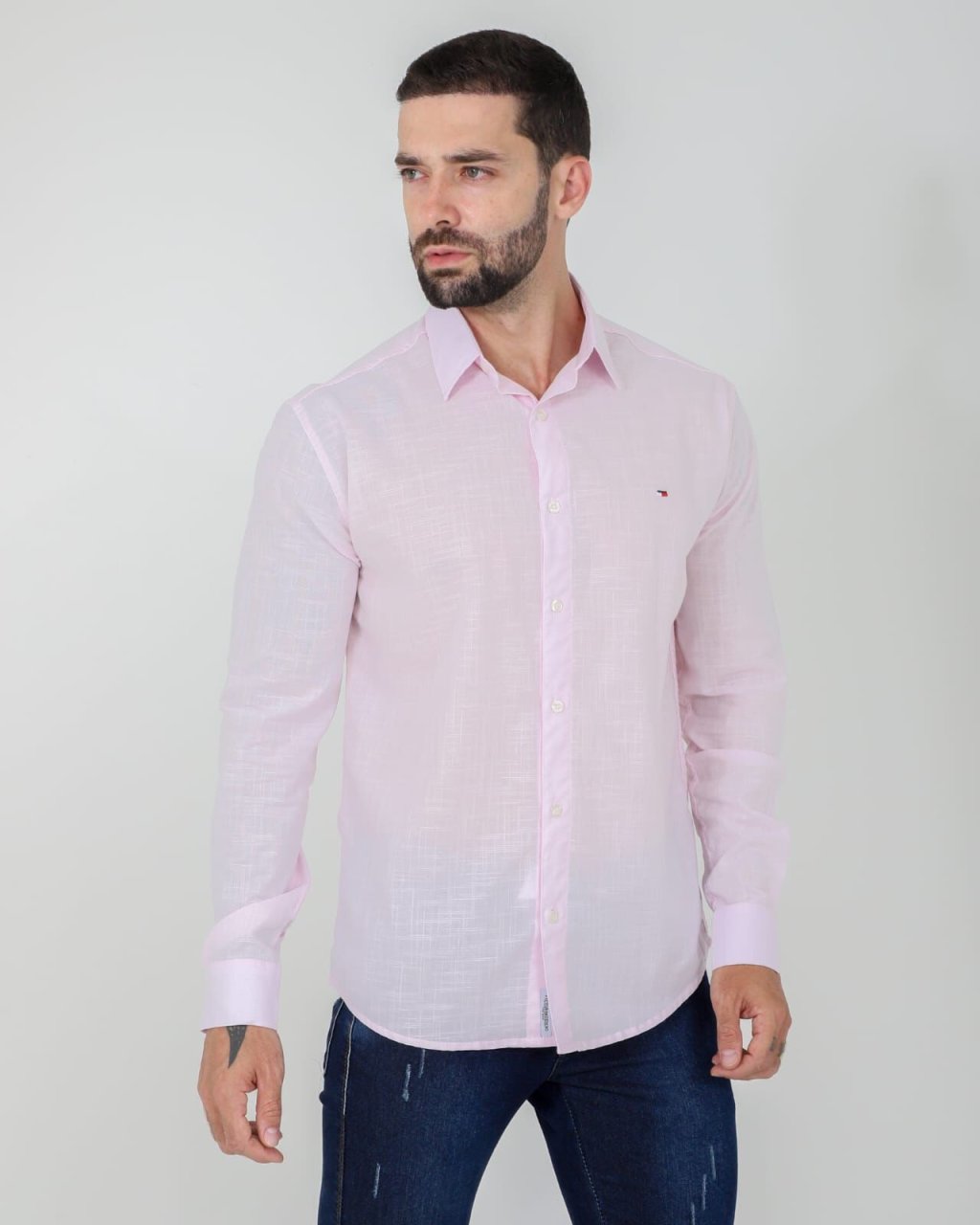 Camisa manga longa rosa bebê puro algodão flame 