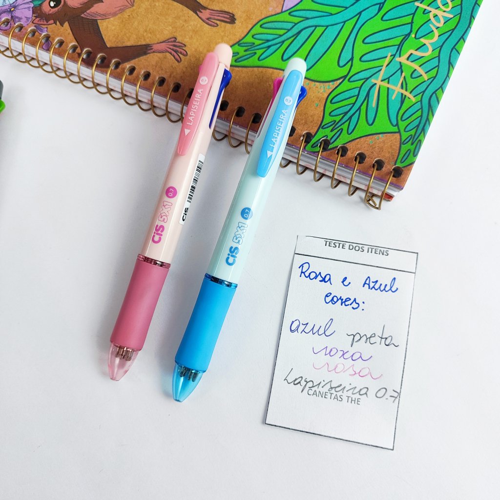 Caneta 5x1 (rosa, roxa, azul e preta)
