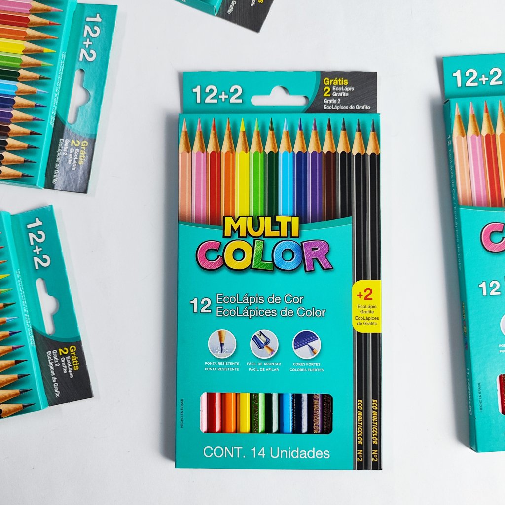 Lápis de Cor Multicolor 12+2