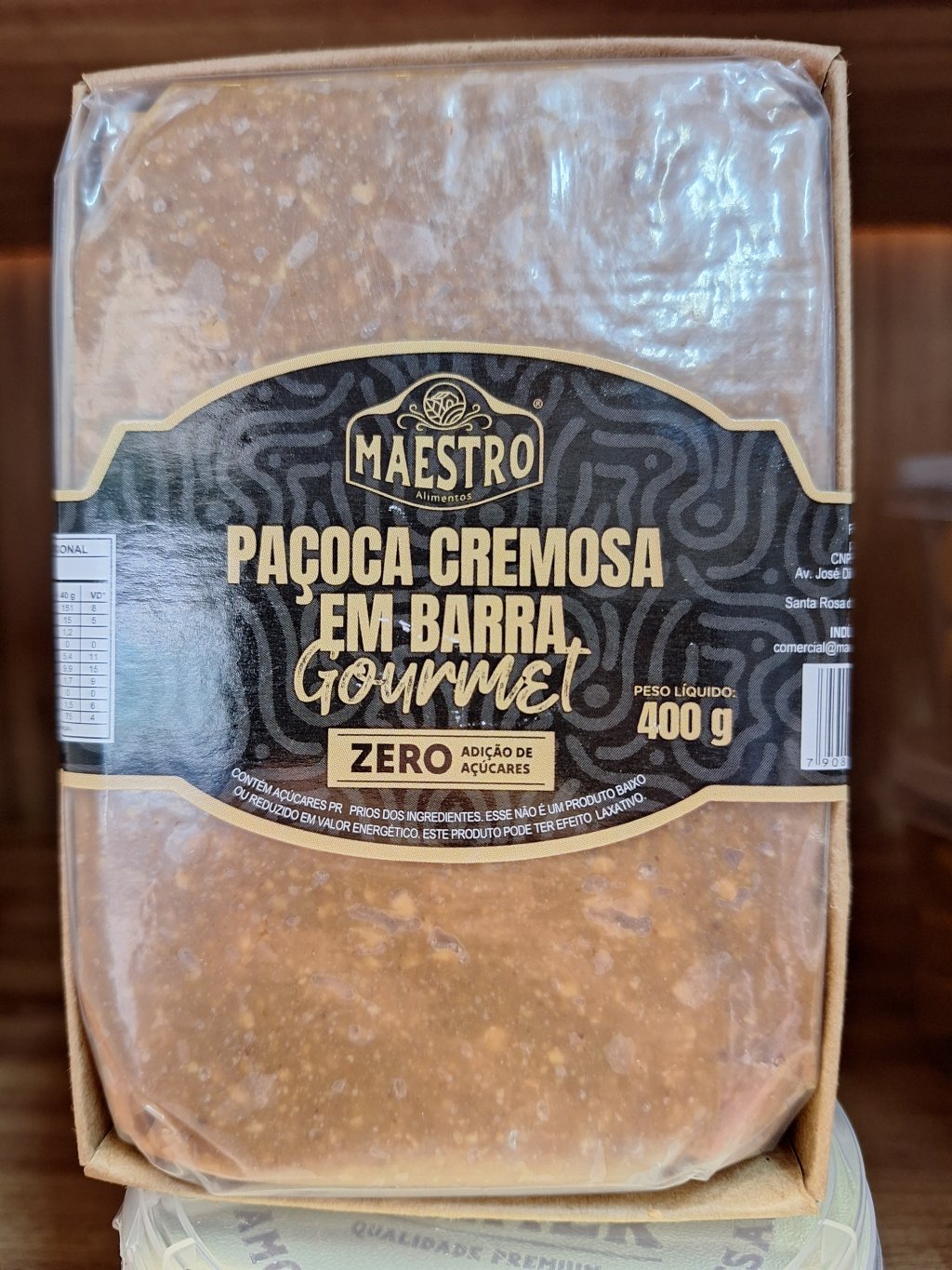 Paçoca cremosa em barra gourmet zero açúcar MAESTRO 400g