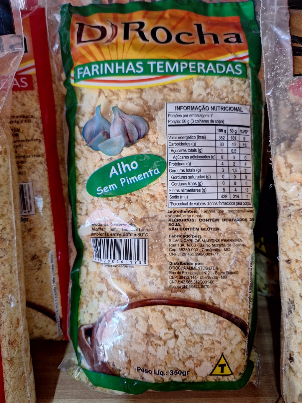 Farinha temperada alho sem pimenta D'ROCHA 