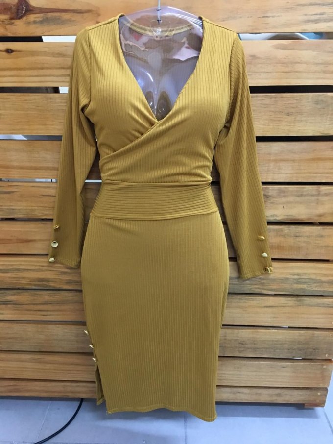 MODELAGEM Vestido manga longa transpassado