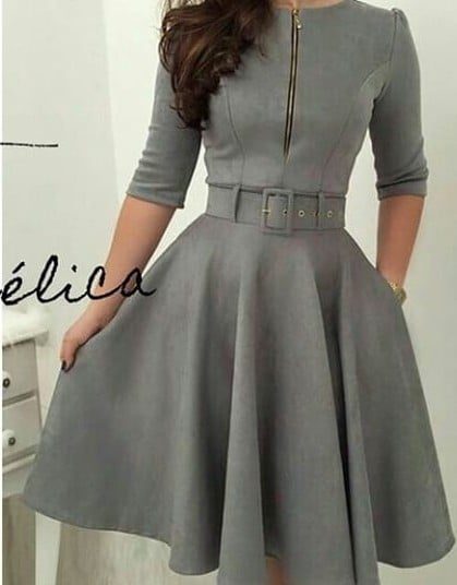 Vestido godê com zíper