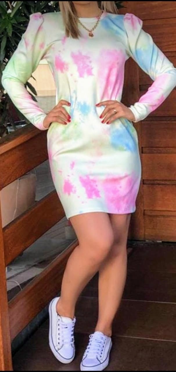 Vestido manga princesa com manga curta e longa