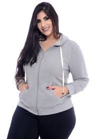BLUSA MOLETOM FEMININO CCOM ZÍPER PLUS SIZE