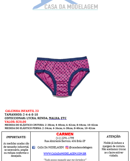 CALCINHA INFANTIL 23