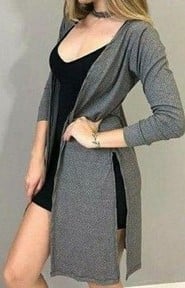 CARDIGÃ COM FENDA LATERAL