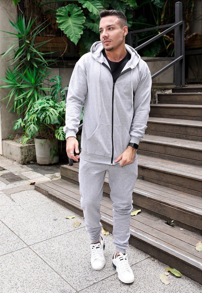 MODELAGEM CONJUNTO MOLETOM COM ZIPER MASCULINO